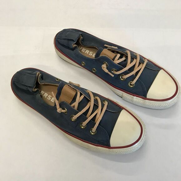 Converse Shoreline Navy Blue Slip On Sneakers w/ Elastic Back & Leather Laces 7 - Picture 12 of 13